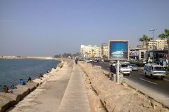 Waterfront to the Mediterranean Sea in Alexandria, Egypt.