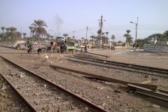 Landscape at the edge of the railway line between Al Faiyum and Al Wasta in Egypt.