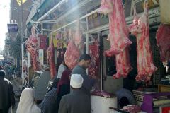 Meat hanging on the streets in Gizah Egypt
