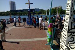 Painted Guitar Sculptures by the Lakefront Promenade