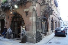 Modernist Brick Building with Ornate Stonework, Barcelona