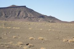 Sahara desert landscape between Zagora and Merzouga in Morocco
