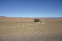 Sahara desert landscape between Zagora and Merzouga in Morocco
