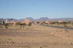 Sahara desert landscape between Zagora and Merzouga in Morocco