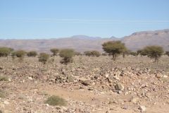 Sahara desert landscape between Zagora and Merzouga in Morocco
