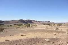 Sahara desert landscape between Zagora and Merzouga in Morocco