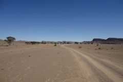 Sahara desert landscape between Zagora and Merzouga in Morocco