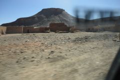 Sahara desert landscape between Zagora and Merzouga in Morocco