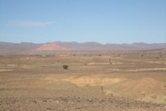 Sahara desert landscape between Zagora and Merzouga in Morocco