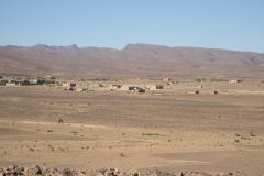 Sahara desert landscape between Zagora and Merzouga in Morocco