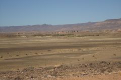 Sahara desert landscape between Zagora and Merzouga in Morocco