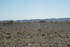 Sahara desert landscape between Zagora and Merzouga in Morocco