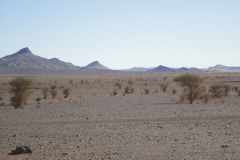 Sahara desert landscape between Zagora and Merzouga in Morocco
