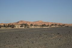 Sahara desert landscape between Zagora and Merzouga in Morocco