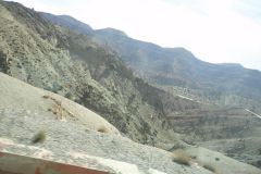 Atlas mountain landscape on the bus tour between Ouarzazate and Marrakech, Morocco