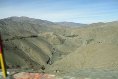 Atlas mountain landscape on the bus tour between Ouarzazate and Marrakech, Morocco