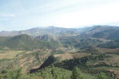 Atlas mountain landscape on the bus tour between Ouarzazate and Marrakech, Morocco