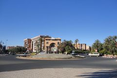 Palm-Lined Urban Roundabout in Marrakesh