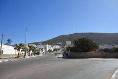 Wide Intersection with Hillside Backdrop in Sidi Ifni