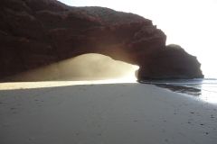 The second rock arch before collapse at Legzira beach near Sidi Ifni, Morocco