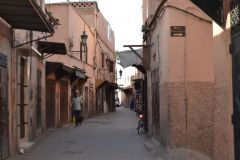 Narrow alleys scene inside the Medina in Marrakech, Morocco