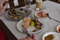 In a restaurant in Sidi Ifni near Legzira, Morocco