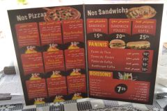 A menu in a restaurant in Tafraoute, Morocco