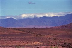 Snow on the Atlas Mountains seen from east, Morocco
