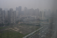 City scene around the main train station in Shanghai, China