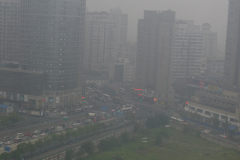 City scene around the main train station in Shanghai, China