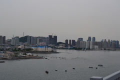 View from the bridge in direction of the city in Dalian, China