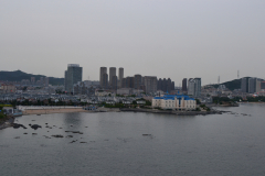 View from the bridge in direction of the city in Dalian, China