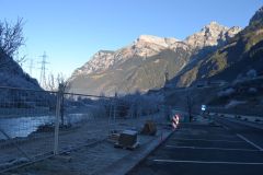 Mountain landscape in the Swiss Alps on the way to Italy in December, Switzerland