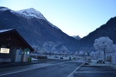 Mountain landscape in the Swiss Alps on the way to Italy in December, Switzerland