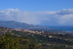 Taormina in the far distance in Sicily, Italy