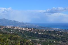 Taormina in the far distance in Sicily, Italy