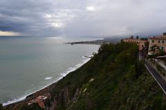 View from Taormina over Villagonia and Naxos in Sicily, Italy