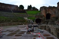 Views of the Ancient Greek Theatre in Taormina, Sicily, Italy