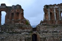 Views of the Ancient Greek Theatre in Taormina, Sicily, Italy