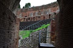 Views of the Ancient Greek Theatre in Taormina, Sicily, Italy
