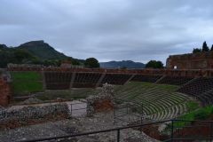 Views of the Ancient Greek Theatre in Taormina, Sicily, Italy