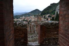 Views of the Ancient Greek Theatre in Taormina, Sicily, Italy