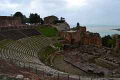 Views of the Ancient Greek Theatre in Taormina, Sicily, Italy