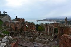 Views of the Ancient Greek Theatre in Taormina, Sicily, Italy