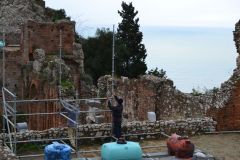 Views of the Ancient Greek Theatre in Taormina, Sicily, Italy