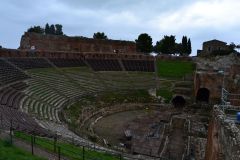 Views of the Ancient Greek Theatre in Taormina, Sicily, Italy