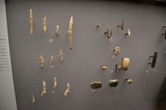 Ancient fish hooks inside the Tokyo Museum, Tokyo, Japan