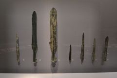 Ancient spearheads inside the Tokyo Museum, Tokyo, Japan