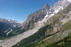 Mont Blanc massive as seen from the cable car in Italy