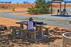 Rest area at the Minilya Bridge Roadhouse north of Carnarvon, Western Australia